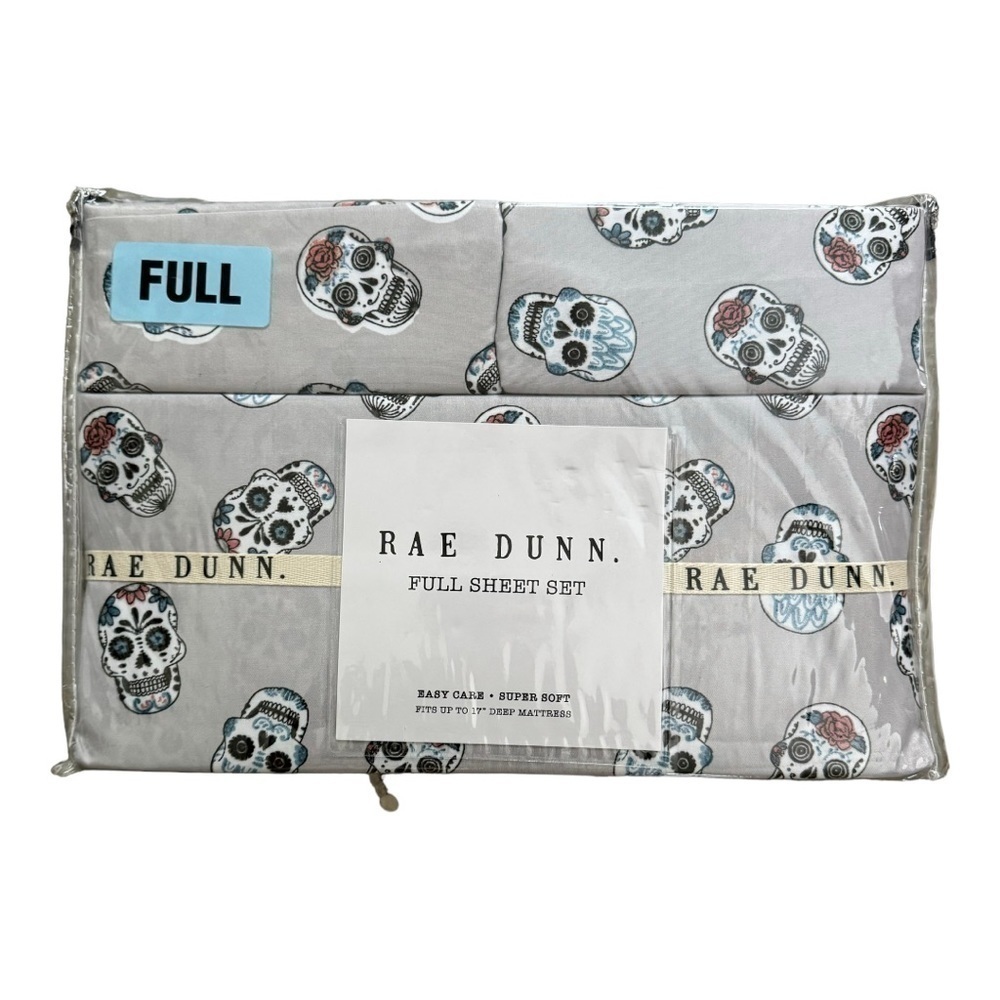 Rae Dunn Full Sheet Set Sugar Skull Day of the Dead Halloween